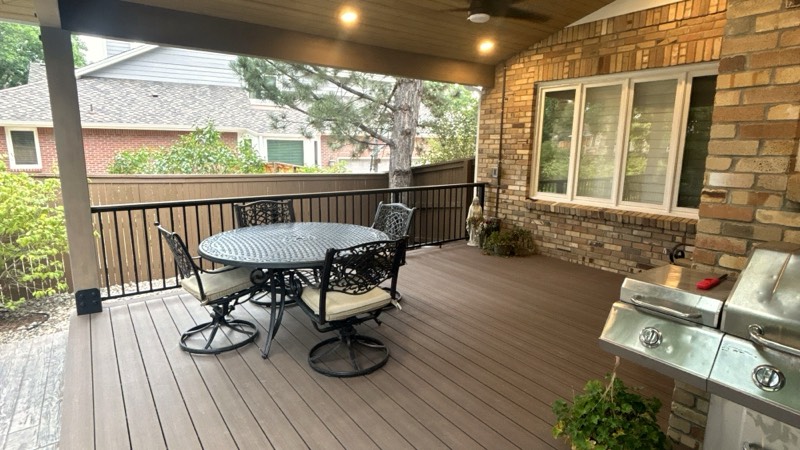 The interior of a Tekton covered patio.